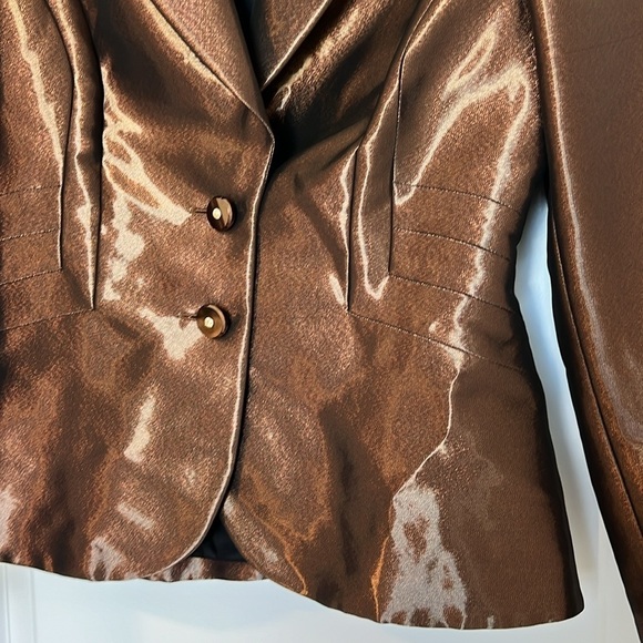 Escada Liquid Bronze Brown Structured Blazer Jacket Size 34  / 4 - Picture 8 of 17